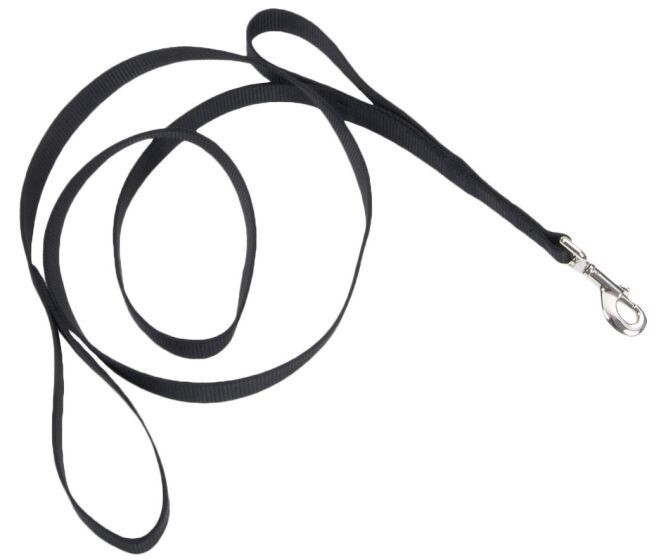 Loops 2 Double Handle Nylon Leash Black Dog