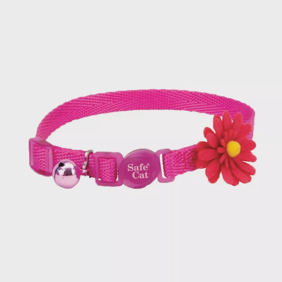 Safe Cat Embellished Fashion Collar Pink Daisy Cat