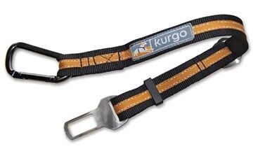 Kurgo Direct To Seatbelt Swivel Tether Black Orange Dog