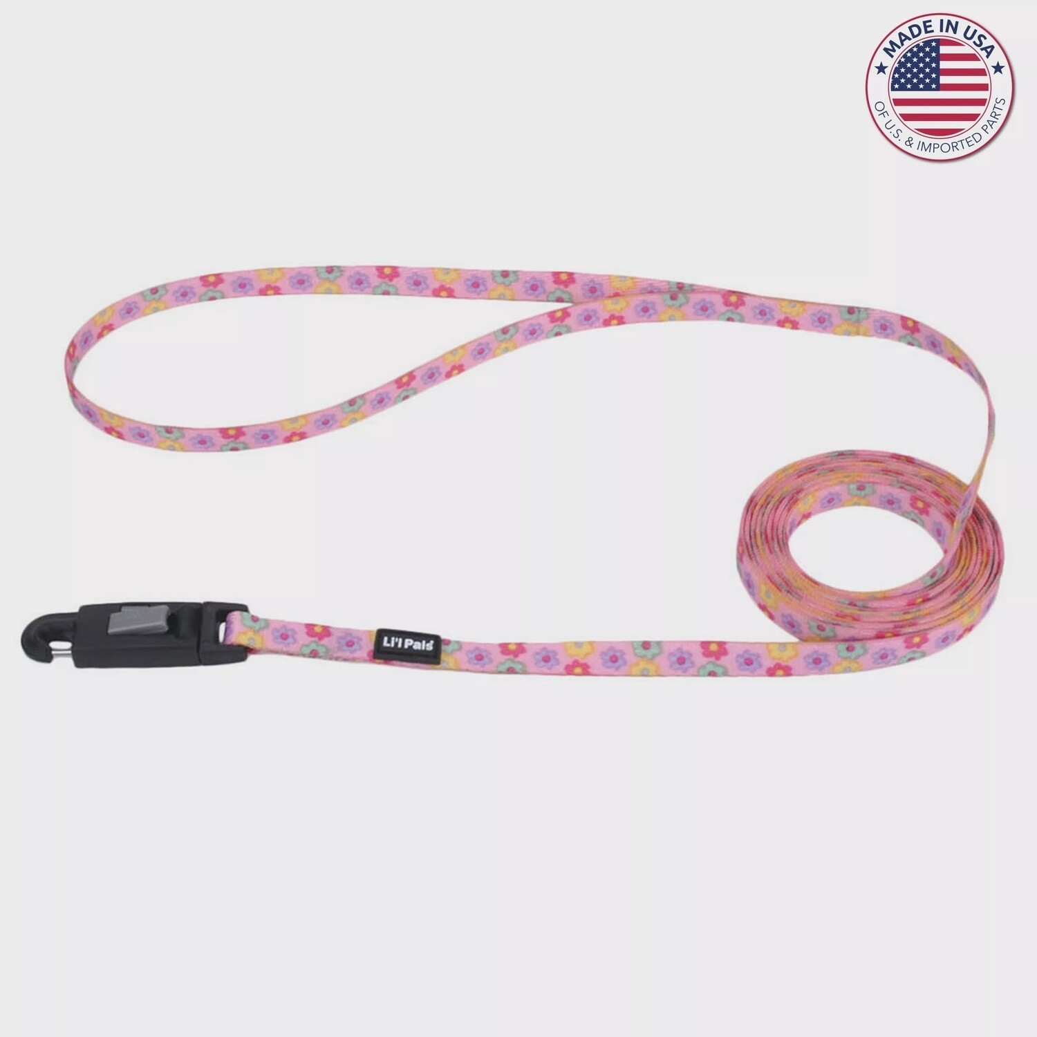 Li&#39;L Pals Patterned Leash With Ez Snap Daisy Multicolour Dog