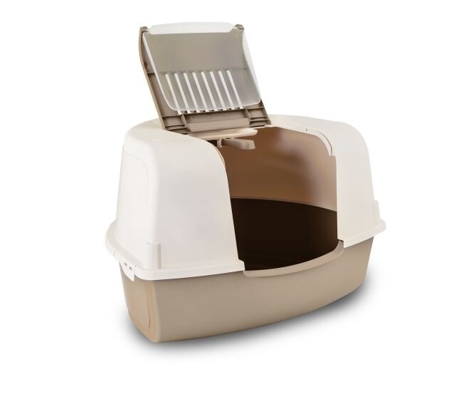 Bergamo Litter Pan  Box Ariel Top Corner Mocaccino