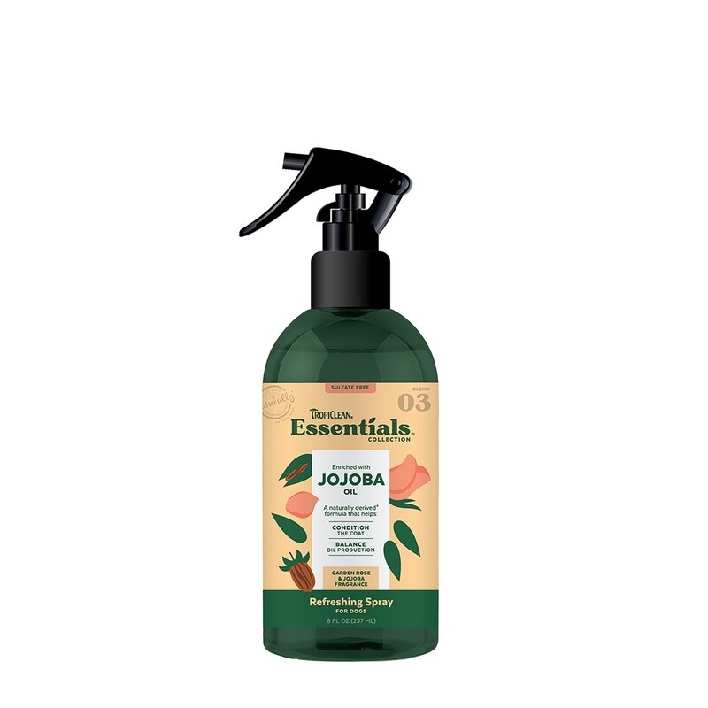 TropiClean Essentials Jojoba Oil &amp; Garden Rose Deodorizing Spray Dog