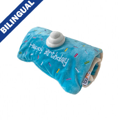 foufouBRANDS™ fouFIT™ Birthday Roll Cake Blue Large Dog Toy