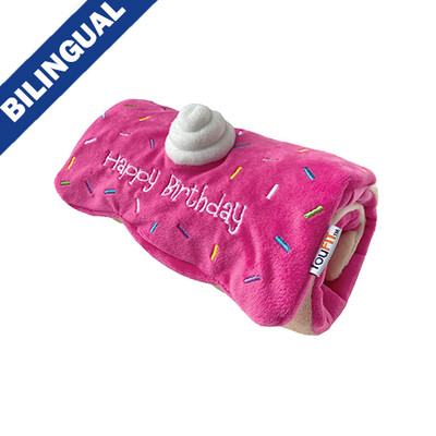 foufouBRANDS™ fouFIT™ Birthday Roll Cake Pink Large Dog Toy
