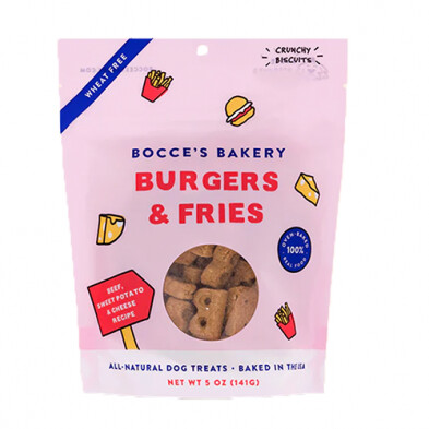 Bocce&#39;s Bakery Burgers &amp; Fries Biscuits for Dogs, Grams: 141