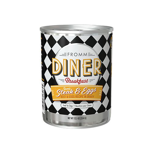 Fromm® Diner Sam&#39;s Steak &amp; Eggs Beef &amp; Eggs in Gravy Stew Wet Dog Food, Grams: 354