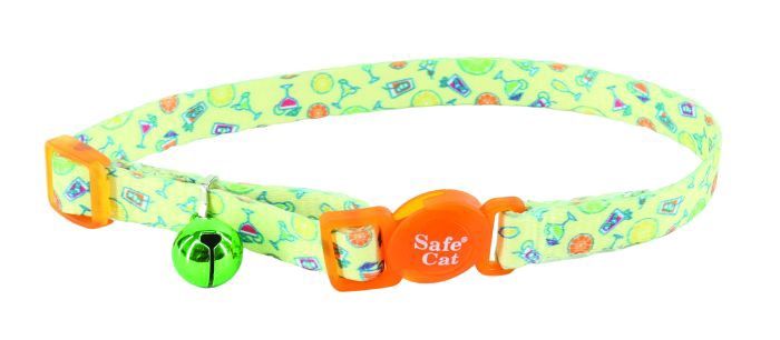 Safe Cat® Fashion Adjustable Breakaway Collar, Happy Hour Cat 1pc 3/8&quot; x 8&quot;-12&quot;