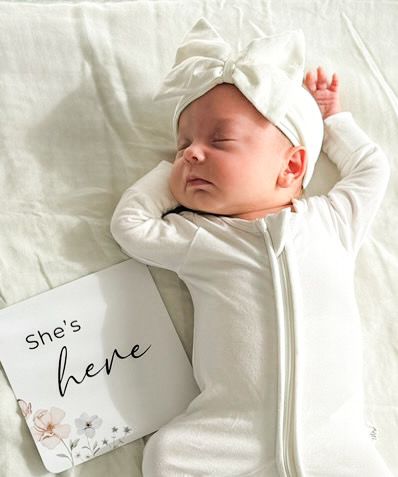 Birth Announcement Card in Midnight Floral