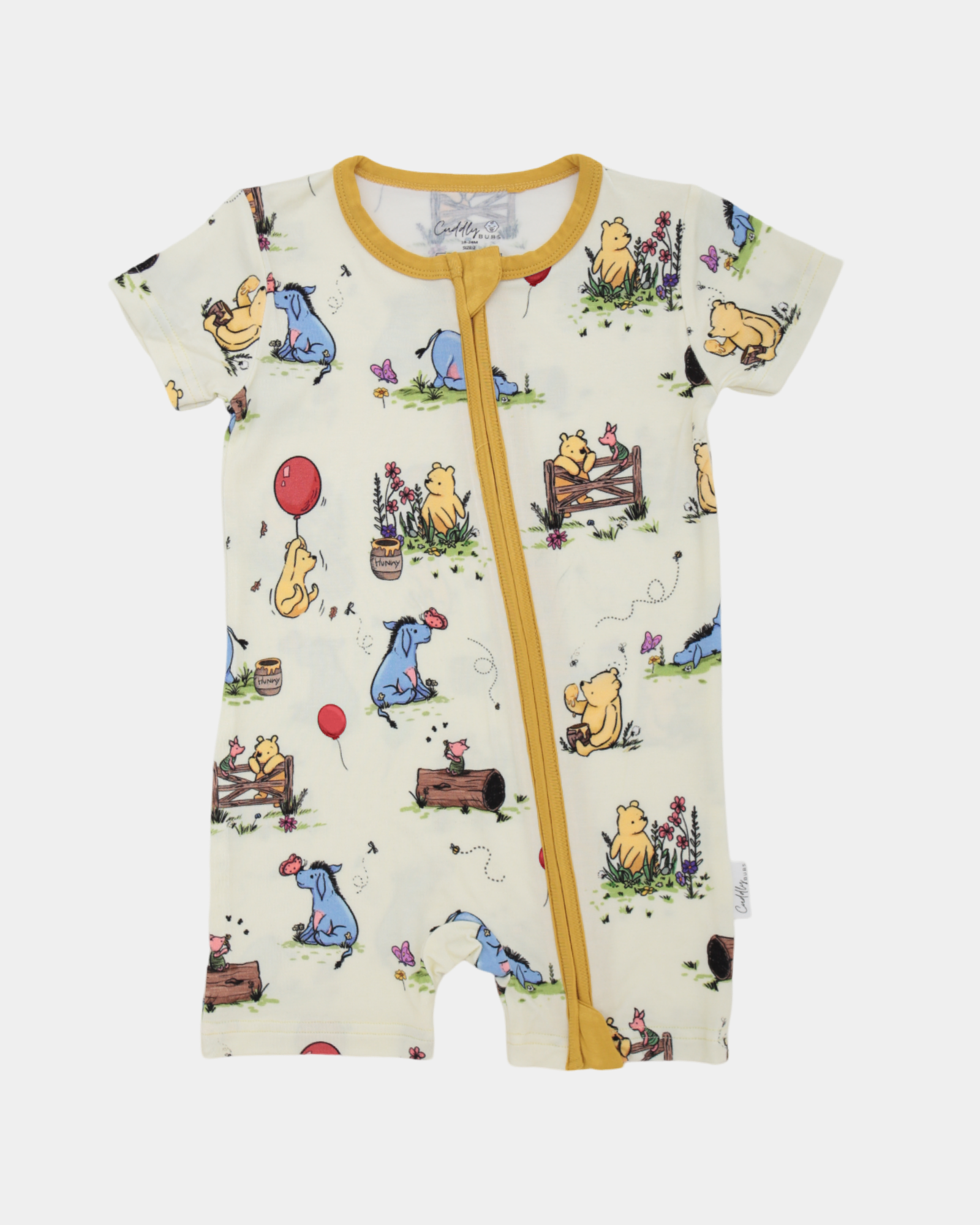 Shortie Cuddly Suit in Pooh & Friends