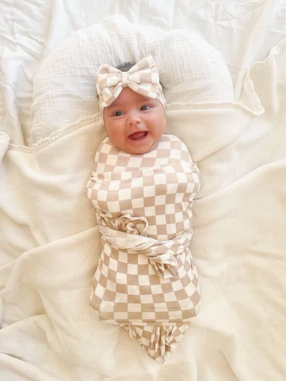 Swaddle in Beige Checkers