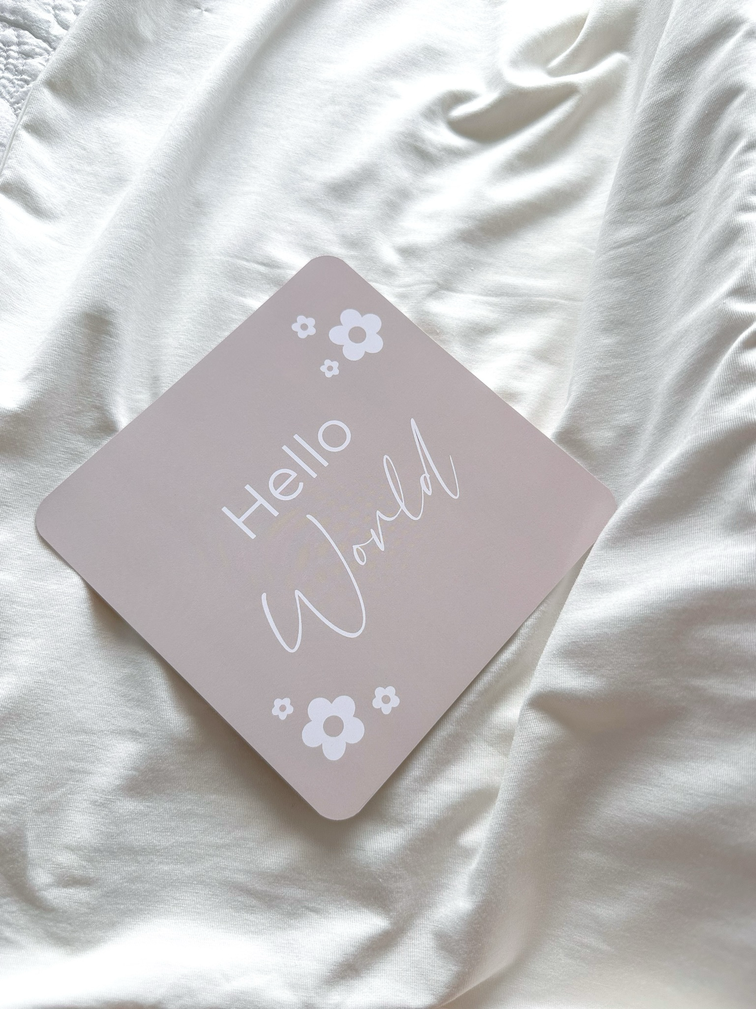 Birth Announcement Card in Beige