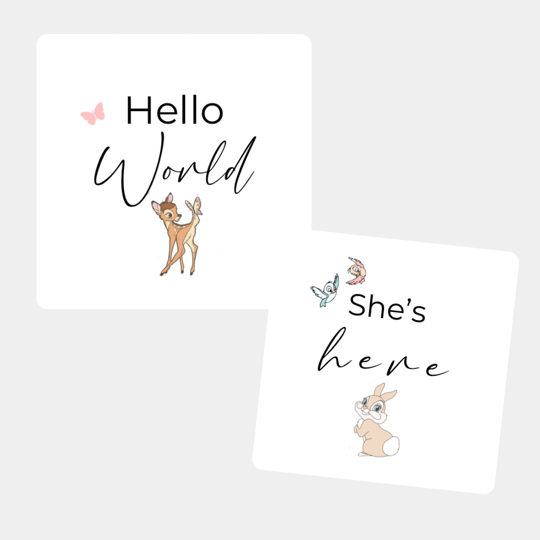 Birth Announcement Card in Woodland Animals