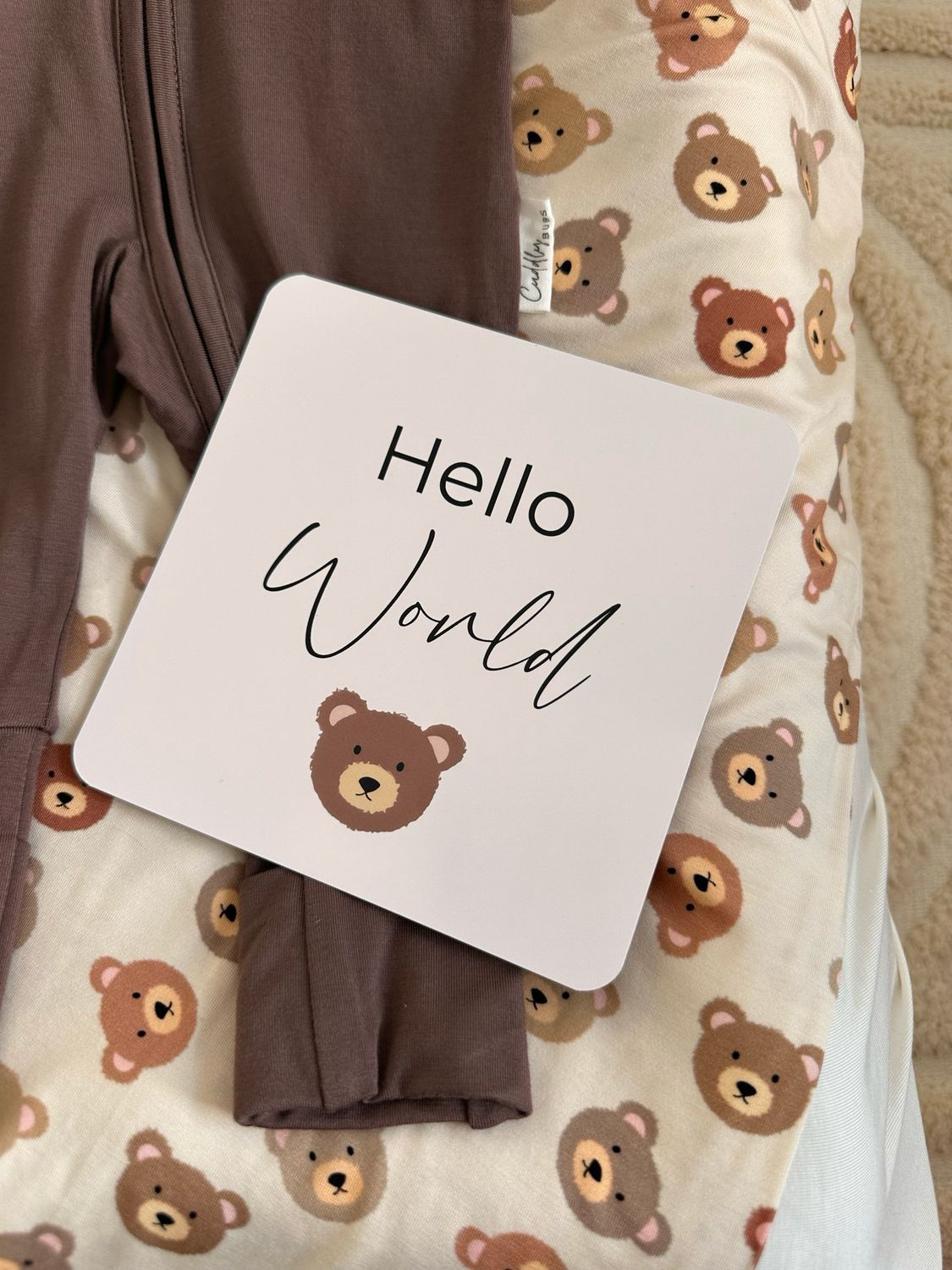 Birth Announcement Card in Bears & Chocolate