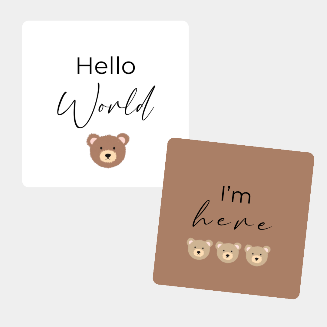 Birth Announcement Card in Bears & Chocolate