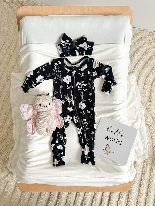 Birth Announcement Card in Midnight Floral