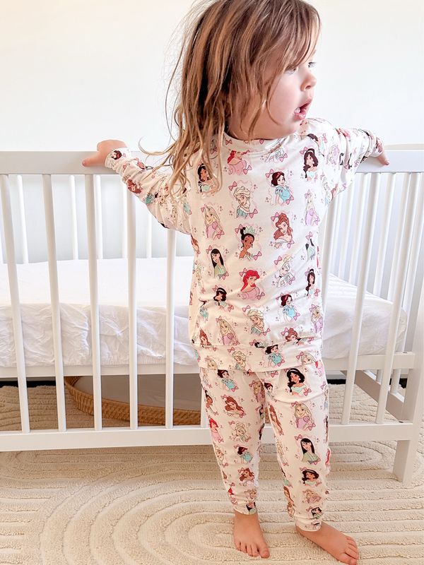 Kids Pj Set in Pretty Princesses - Long Sleeve