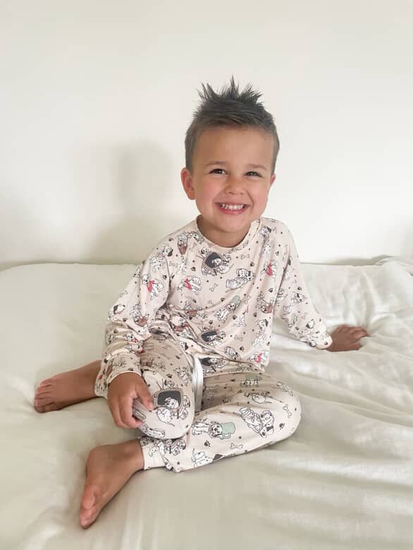 Kids Pj Set in Playful Pups - Long Sleeve