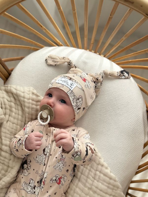 Cuddly Double Knot Cap in Playful Pups