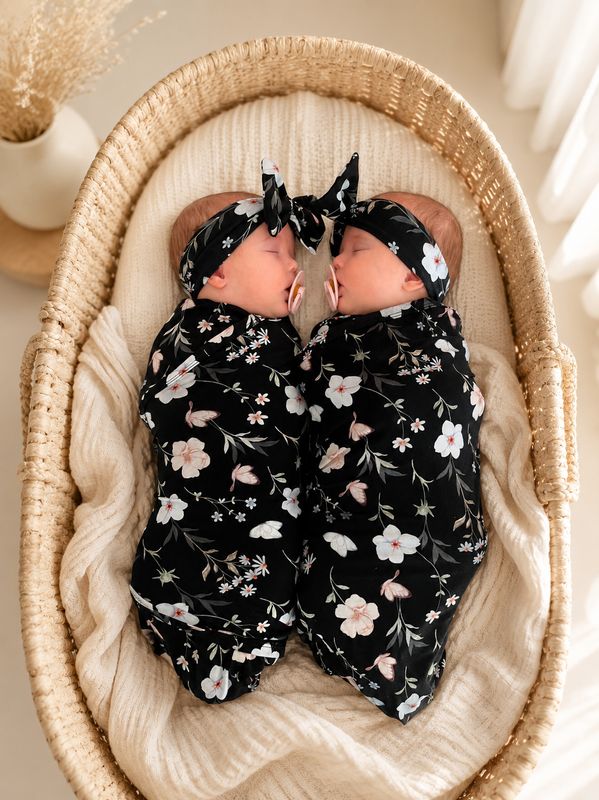 Swaddle in Midnight Floral Swaddle in Midnight Floral