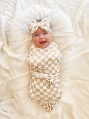 Swaddle in Beige Checkers