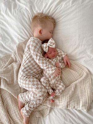 Cuddly Suit in Beige Checkers Cuddly Suit in Beige Checkers