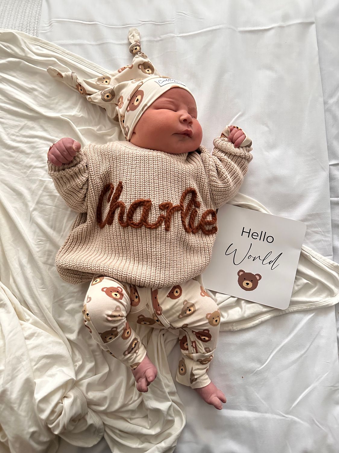 Birth Announcement Card in Bears & Chocolate