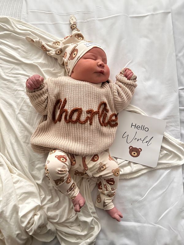 Birth Announcement Card in Bears & Chocolate