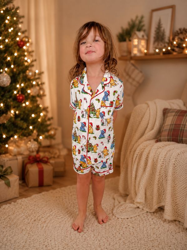 Kids Pj Set in Pooh & Friends CHRISTMAS - Short Sleeve Kids Pj Set in Pooh & Friends CHRISTMAS - Short Sleeve