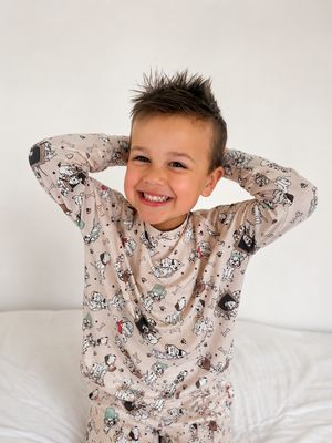 Kids Pj Set in Playful Pups - Long Sleeve Kids Pj Set in Playful Pups - Long Sleeve