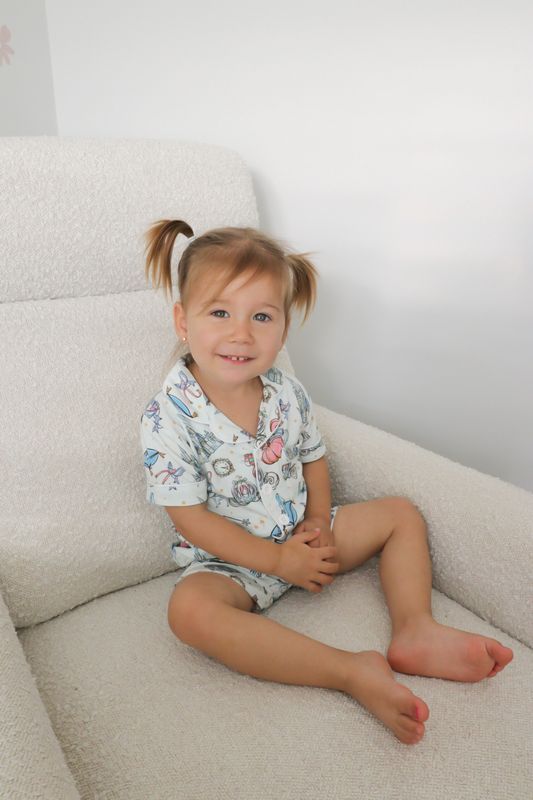 Kids Pj Set in Glass Slipper - Short Sleeve