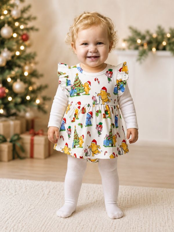 Frill Dress in Pooh & Friends Christmas Frill Dress in Pooh & Friends Christmas