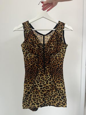 Leopard zip detail corset