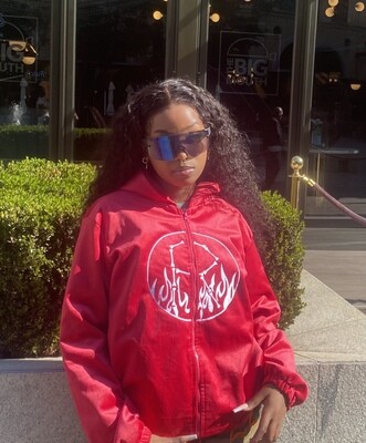Hot pink velvet logo hoodie