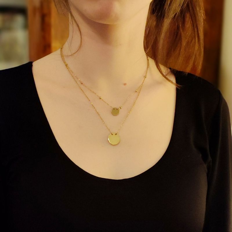 Collier doré double avec médailles à personnaliser
