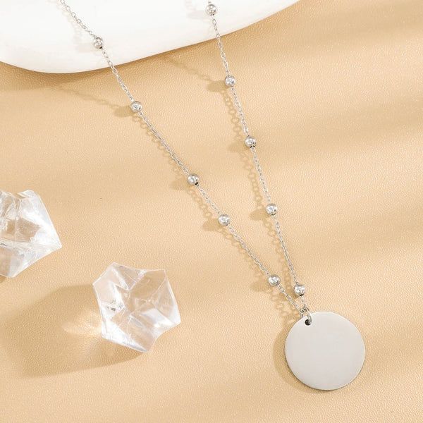 Collier argenté boules avec médaille à personnaliser