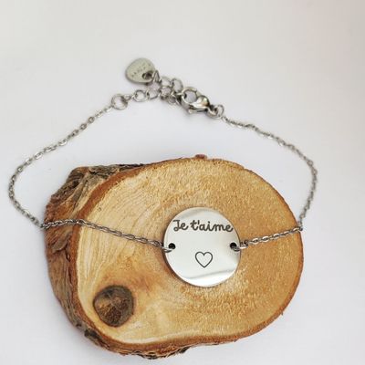 Bracelet argenté avec médaille à personnaliser Bracelet argenté avec médaille à personnaliser