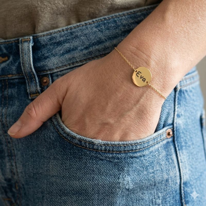 Bracelet doré avec médaille à personnaliser