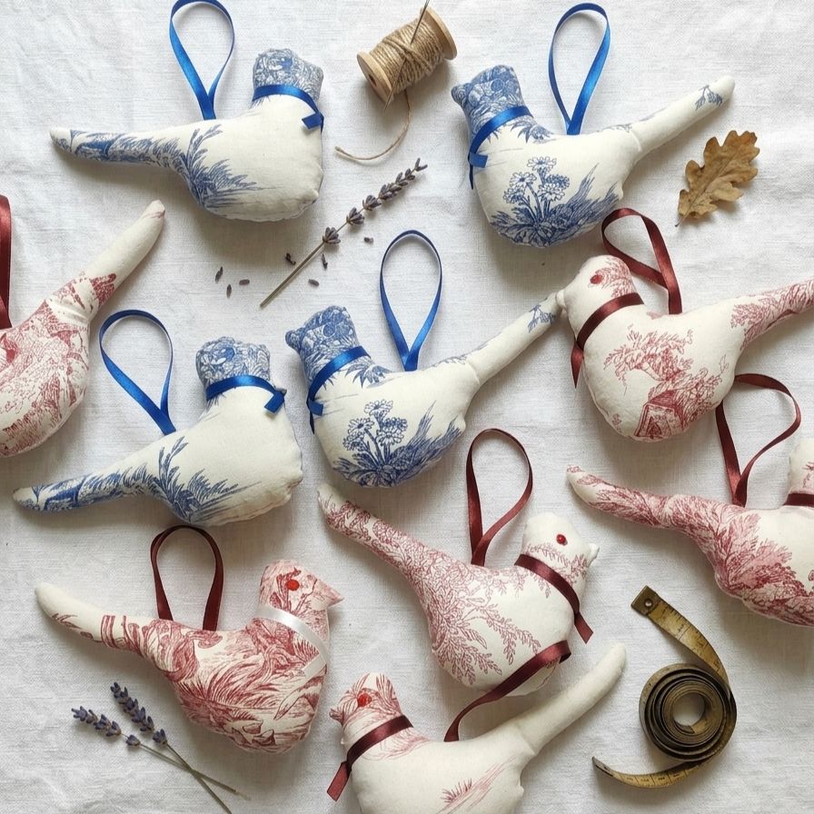 Colombe en toile de Jouy