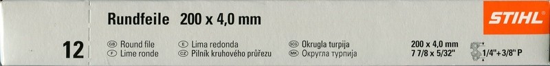 12 Stihl Round Files 200 x 4.0MM ( 5/32&quot;) Suitable for 1/4&quot; &amp; 3/8&quot;P Chain