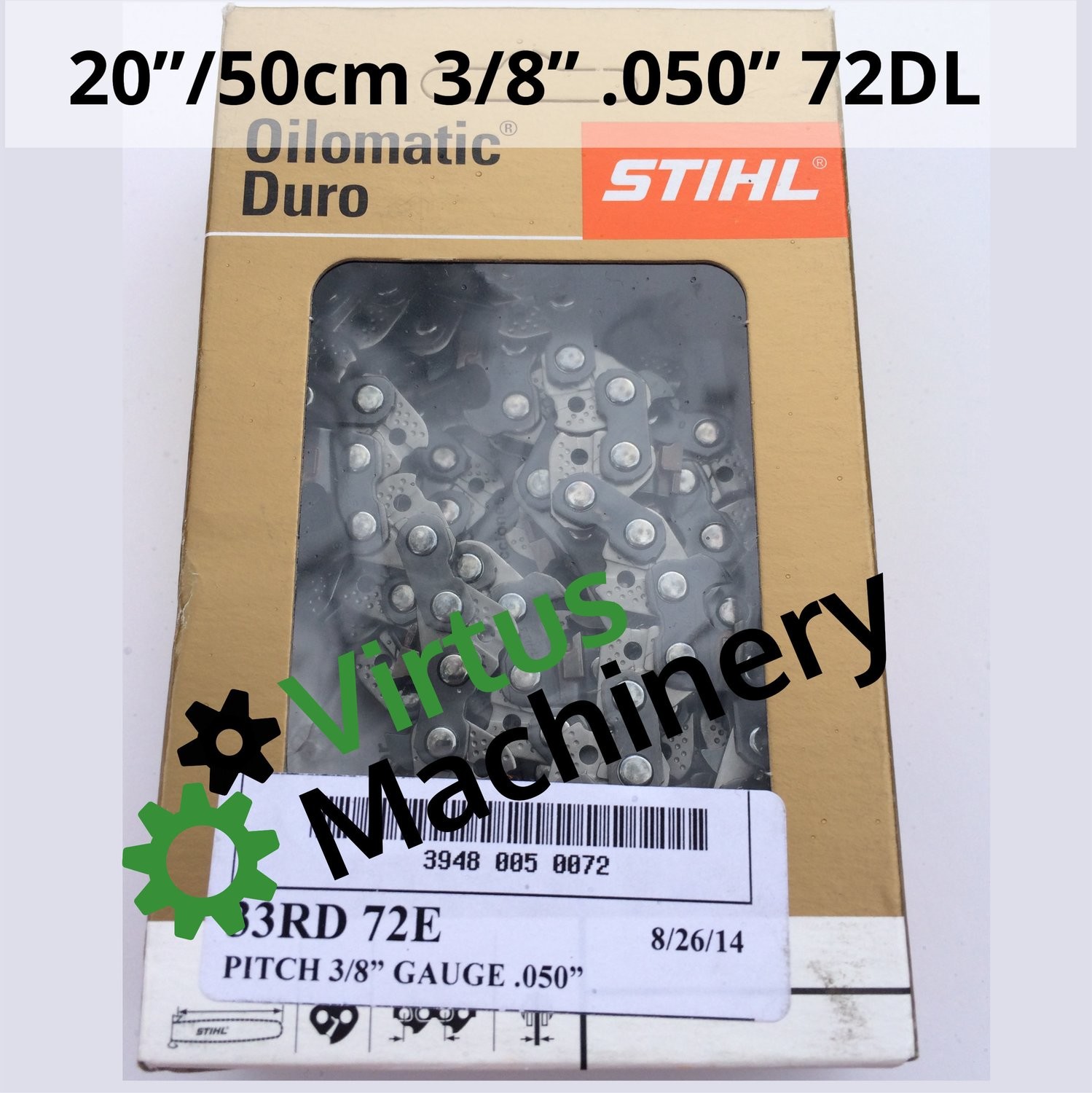20&quot;/50cm, 3/8&quot; Pitch, .050&quot; Gauge, 72DL