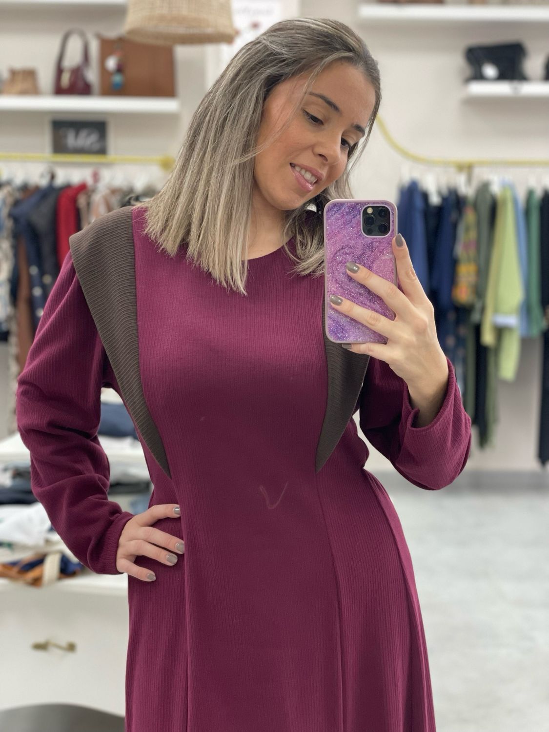 Vestido Micro pana Burdeos