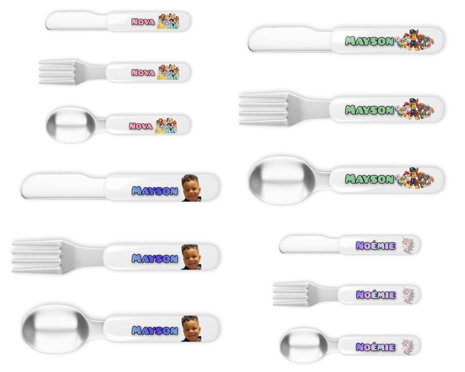 SET DE 3 USTENSILS PERSONNALISÉS 5ANS ET MOINS