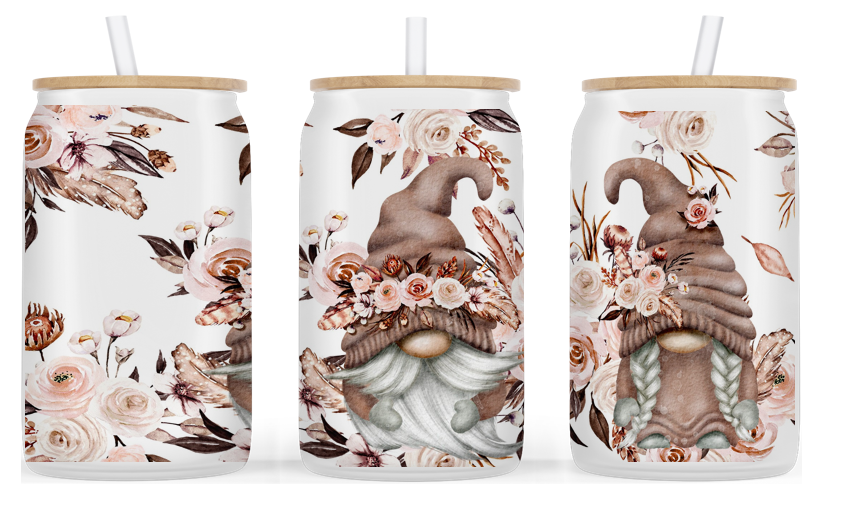 VERRE GIVRÉ GNOME FLEURS