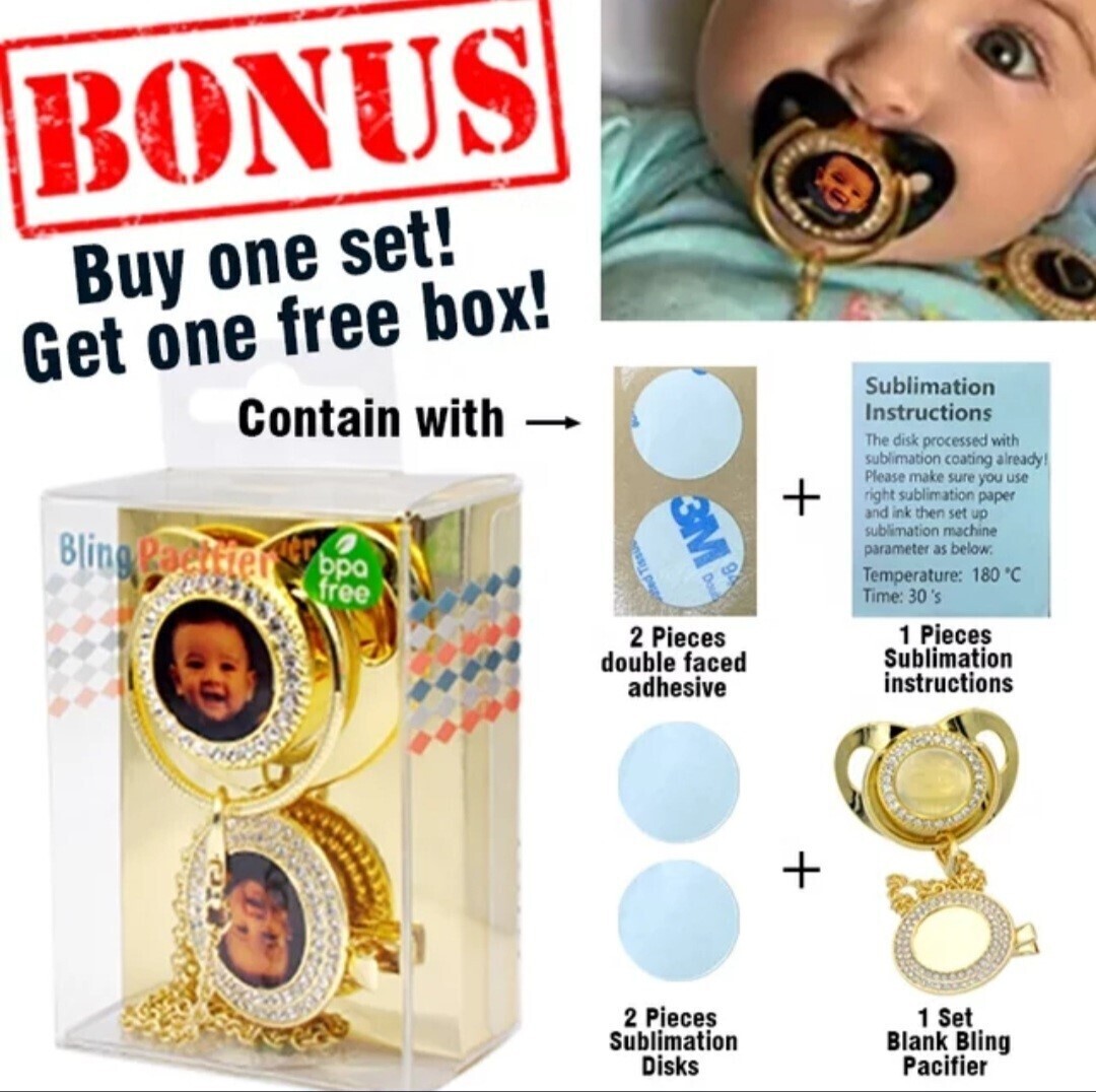 SUBLIMATION BLANK suce brillante (or-argent-noir)/ bling pacifier (black-gold-silver)