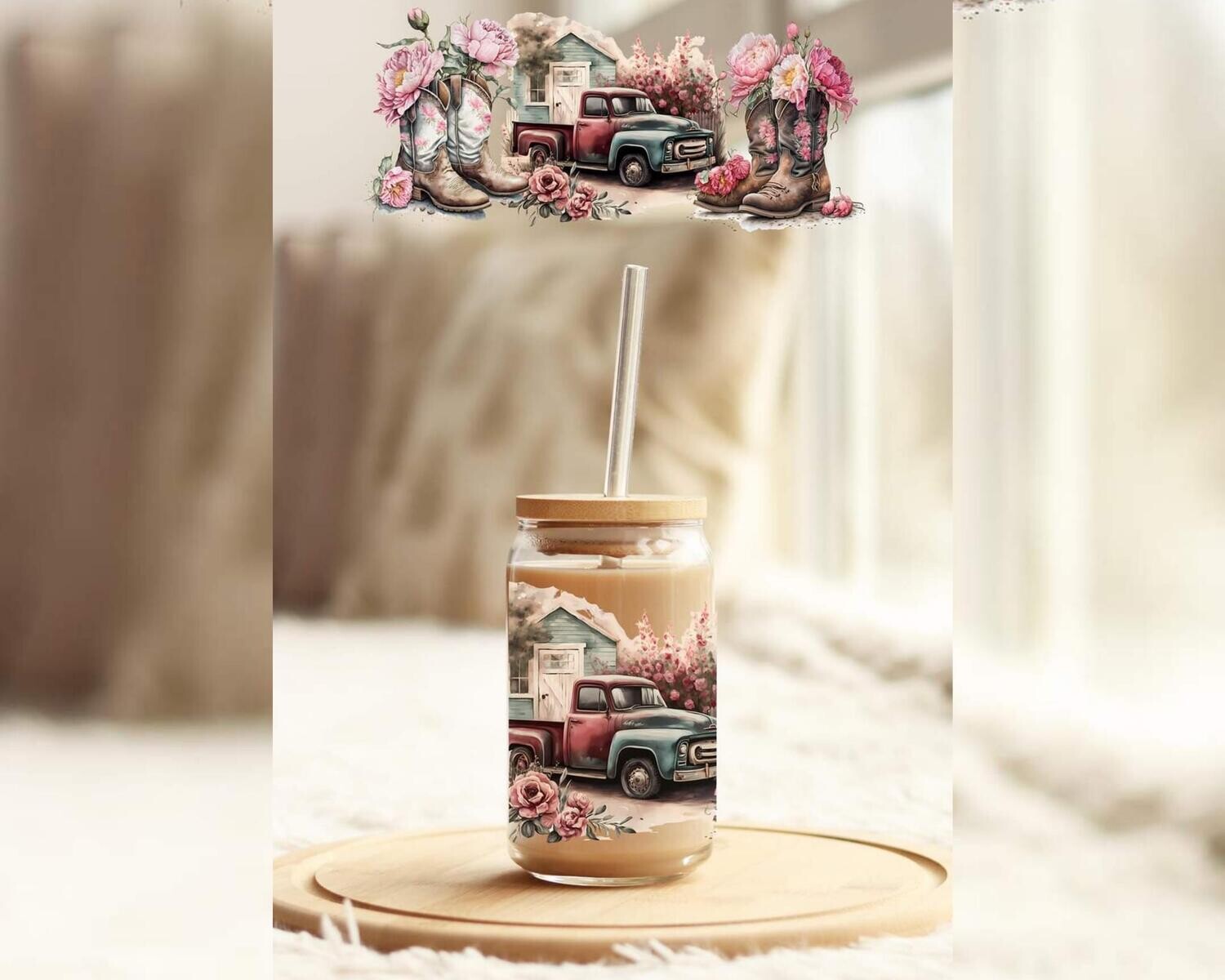 VERRE 16oz AVEC RECOUVREMENT EN DTF