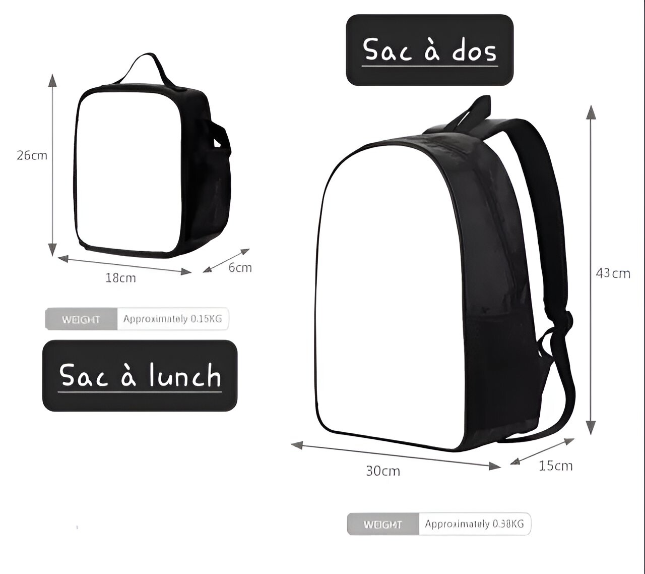 PERSONNALISEZ VOTRE DUO SAC À DOS ET SAC À LUNCH