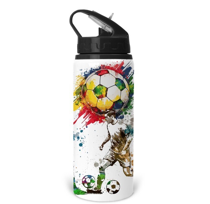 BOUTEILLES SPORT 20oz ISOTHERME ANTI-FUITE AVEC PAILLE INTÉGRÉ (soccer)