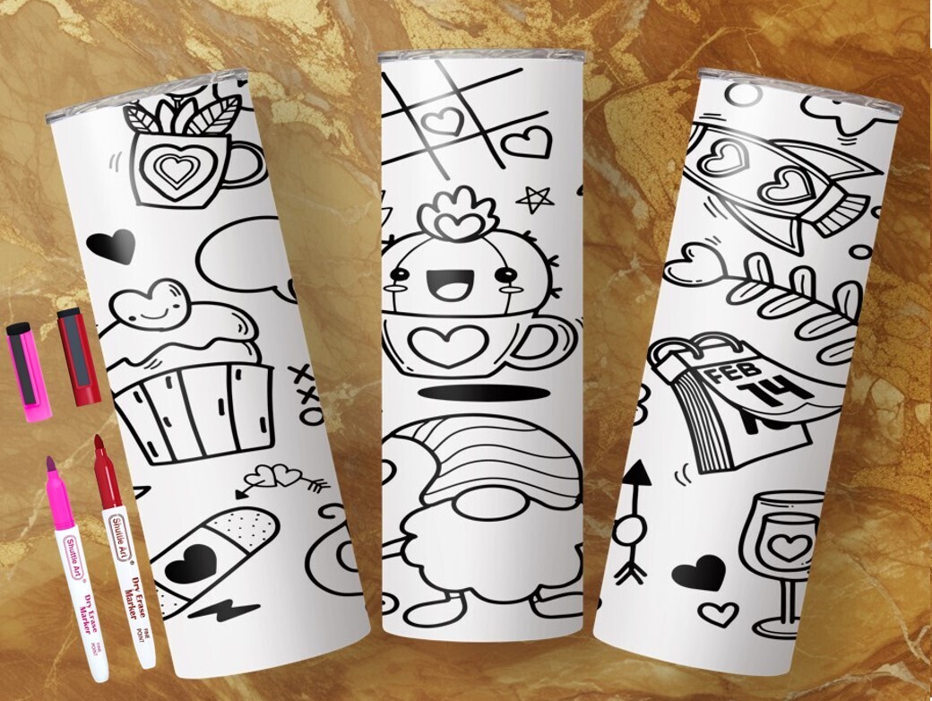 VERRE 20oz DESSINS AMUSANTS INCLUANT 2 CRAYONS EFFACABLES AU CHOIX