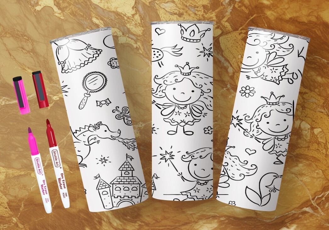 VERRE 20oz DESSINS AMUSANTS INCLUANT 2 CRAYONS EFFACABLES AU CHOIX