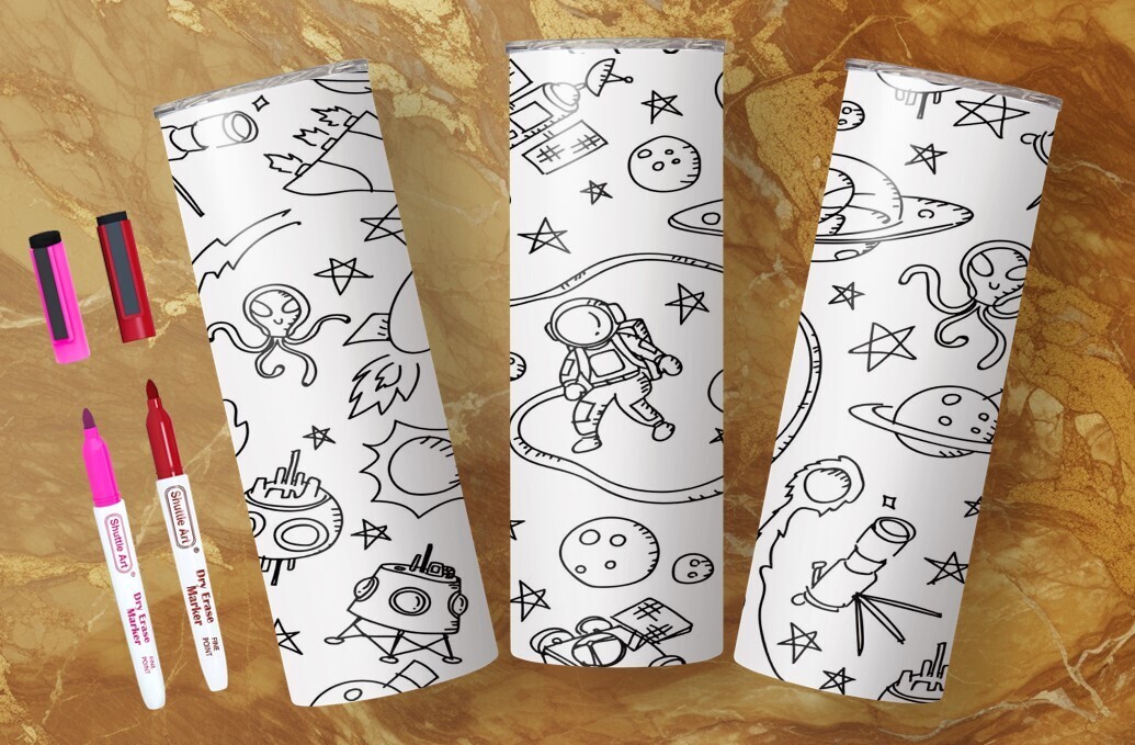 VERRE 20oz DESSINS AMUSANTS INCLUANT 2 CRAYONS EFFACABLES AU CHOIX